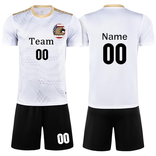 Custom Soccer Jersey for Kids,Custom Soccer Shirt & Shorts Set,Soccer Uniforms Boys Girls Youth,Uniforme de Futbol for Men White