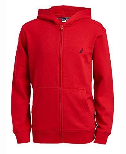 Image of Nautica Boys' Zip Up Hoodie Sweatshirt, Signature Logo Design, Kangaroo Pockets, Made With Lightweight Fleece