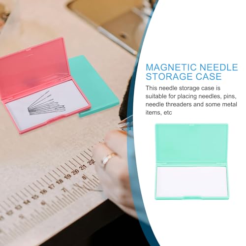Image of PATIKIL Magnetic Needle Storage Case, 2 Pcs Plastic Portable Sewing Pin Keeper Needle Organizer Box Container for Embroidery Knitting Stitching, Green