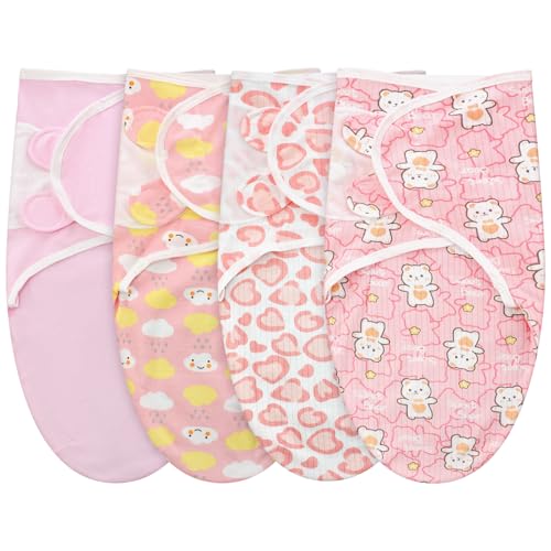 Image of Newwiee 4 Pcs Preemie Baby Swaddle Wrap Adjustable Cotton Preemie Swaddle Blanket for Newborn Boys Girls(Classic Style,Fit for Preemies)
