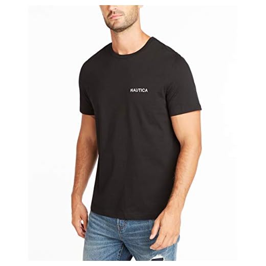 Nautica Men's Short Sleeve Crew Neck T-Shirt, True Black Solid, Large
