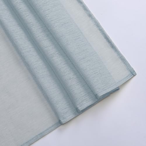 DONREN Sheer Canopy Bed Curtains Panels- Elegant Solid Voile Sheer Valance Topper Long Window Treatment Scarf for Villa/Cottage (1 Pcs, Dusty Blue, W52 x L216 Inch)