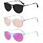 3 Pack: Transparent Frame Light Pink Mirrored + Black + Transparent Blue Frame Purple Pink Mirrored
