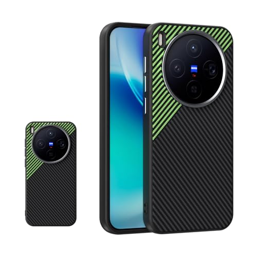 Coque Vivo X300 en TPU vert antichoc effet fibre de carbone