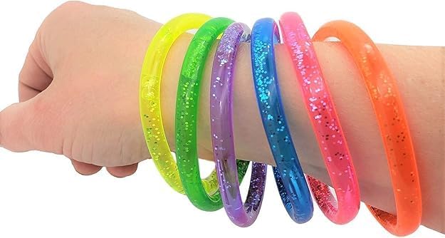 Liquid Super Glitter Colorful Bracelets Bright Neon Colors - 12 Pieces - Image 5