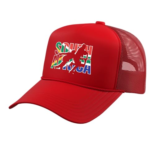 2021 South Africa Rugby Jersey Supporter Fans Kit Springboks Trucker Hat with Adjustable Mesh Back, Red