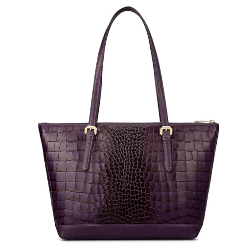 Image of Da Milano Leather Purple Tote Bag for Women (0388OL)