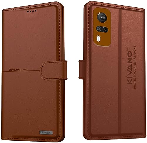 Image of KIVANO Compatible with Vivo Y51 (2020) / Vivo Y53s / Vivo Y31 / Vivo Y51A Flip Cover | Leather Finish | Inside Pockets & Inbuilt Stand | Shockproof Wallet Style Magnetic Closure Back Cover Case
