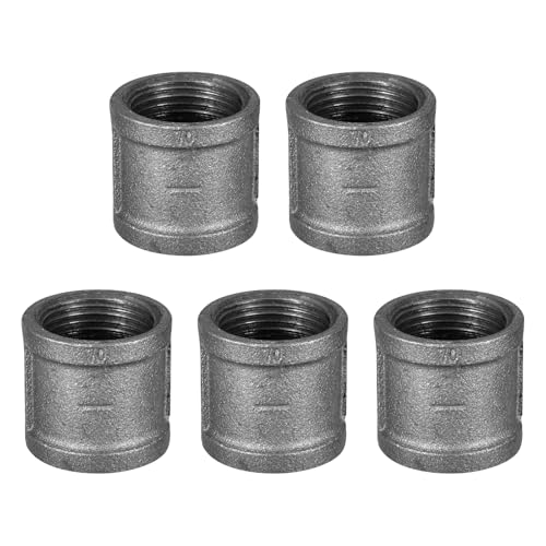 sourcing map Giunto per tubi da 32 mm, in ghisa malleabile filettata, connettore per staffa per mensole vintage, tubi idraulici per mobili fai da te, 5 pezzi