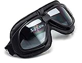 Comfort-Fit: SOXON SG-300 Night Scooter Gafas Jet Casco Vintage Ski Biker Cruiser Sport Oldtimer Moto Motocicleta Goggles Vespa Piloto, Diseño de Cuero, Negro/Arco Iris, Talla Única