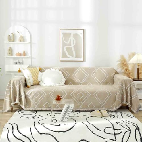 Extra groß Plaid Sofaüberwurf XXL Ecksofa Überwurf rutschfest Grand Plaid für XXL Sofa Chenille Sofabezug Überwurf Waschbar (#47,180x130cm)