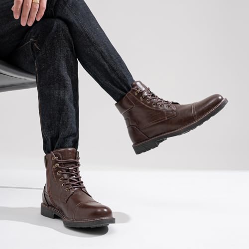 Image of Jousen Mens Boots Retro Dress Boot Cap Toe Casual Motorcycle Chukka Boots