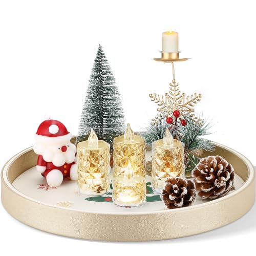 GORESE Weihnachtliche Serviertablett, Leder Rund Deko Tablett...