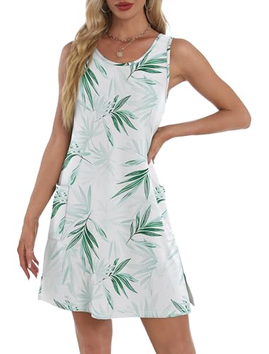 Image of BKRIVE Coverup Summer Dresses for Women 2026 Eyelet Casual Loose Sleeveless Sundresses Tank Dresses with Pockets