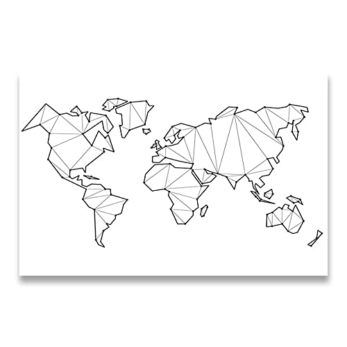 Abstrakte Weltkarte Leinwand Kunstdruck Wandbilder Geometrische Low Poly Karte der Welt Poster Leinwand Malerei Dekoration 42x60cm (17x24in) Rahmenlos Cover