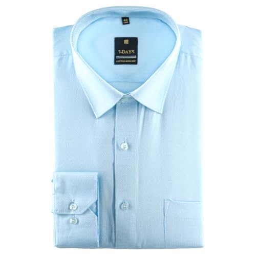 Image of 7-DAYS Premium Men's Formal Shirts - Cotton Rich, Textured Self-Design, Full Sleeve, Regular Fit, Wrinkle Resistant, with Pocket - Perfect for Office