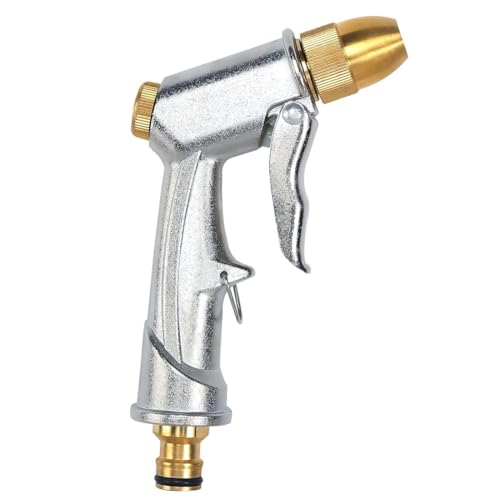 FiTspi Pistola rociadora de manguera de jardín con boquilla de latón completa, boquilla de pulverización de alta presión, pistola de agua de metal resistente para lavado de coches y mascotas, riego de