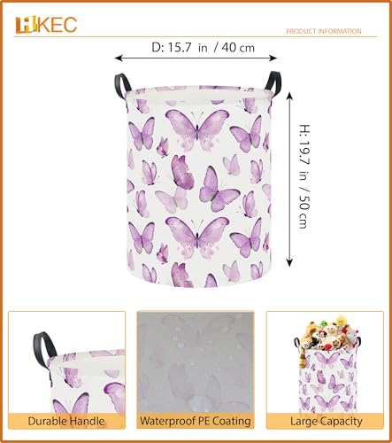 Image of 19.7 inch Laundry Basket,Dirty Clothes Hamper,Waterproof Storage Bin,Room Decor(Fluttering Butterfly)