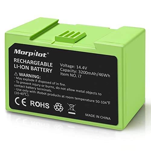 14.4V 3200mAh i7 Battery Replacement for iRobot Roomba e and i Series, Large Capacity Battery Compatible with Roomba i7 i7+ i8 i6 i4 i4+ i3 i3+ i7158 J7 7150 7550 and e e5 e6 e5150 e5152 e6198 Etc