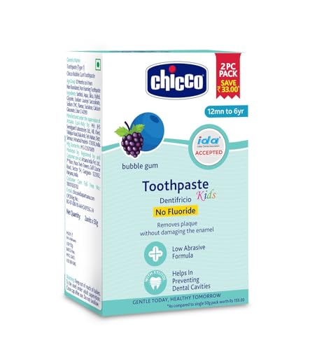 Image of Chicco Toothpaste Bubble Gum 1-6Y 50g X 2pc No Fluoride