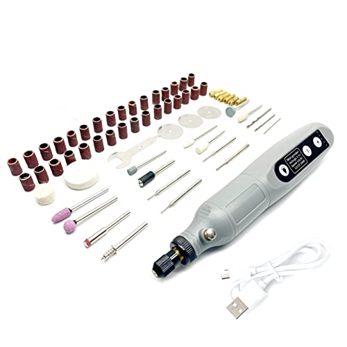 Multifunktionswerkzeug Akku 3.7V Drehwerkzeug Set mit 5 Variabler Drehzahleinstellungen 62 Stück Zubehörteilen für Polieren Bohren Schleifen Entrosten Gravieren Cover