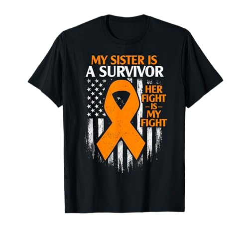 My Sister is A Survivor Leukemia Her Fight USA Flag T-Shirt