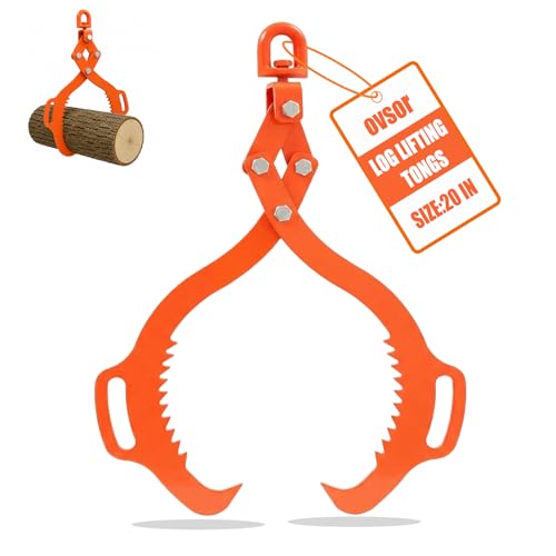 ovsor 2 Claw 20 Log Tongs Timber Claw Hook for Skidding Tongs 800lbs Lifting Capacity