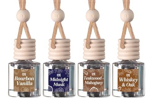 CE Craft Hanging Car Air Freshener Fragrance Oil Diffuser with Essential Oils Long-Lasting Aromatherapy Scents for Automobiles 4 Pack Masculine
