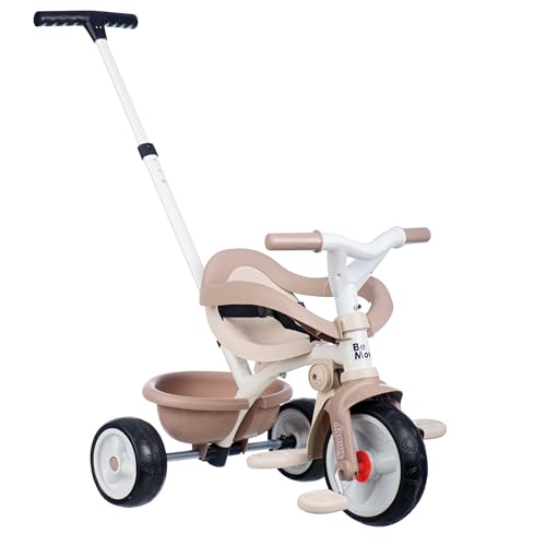 Smoby - Be Fun Comfort Beige - Vehículo para niños a Partir de 10 Meses - Crecimiento - Barra de Empuje con Bolsa de la Compra