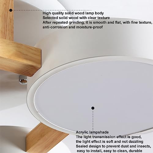 Plafonnier LED 50 cm en bois 44W dimmable blanc - 6