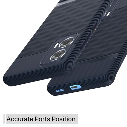 Image of Pikkme Back Cover for Motorola Motorola Moto Edge 50 Fusion 5G / Motorola Moto G96 5G Soft Grip 3D Hexa Cube Texture Silicone Bumper Case (Blue)