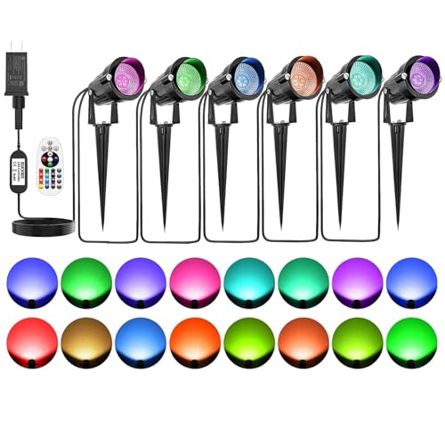 ZUCKEO Outdoor Spotlight LED Spot Light RGB Color Changing Low Voltage Landscape Lights, Waterproof Halloween Uplights Christmas Accent Light with Transformer for Yard Garden House Decor(6Pack) ZUCKEO Outdoor Spotlight LED Spot Light RGB Color Changing Low Voltage Landscape Lights, Waterproof Halloween Uplights Christmas Accent Light with Transformer for Yard Garden House Decor(6Pack)