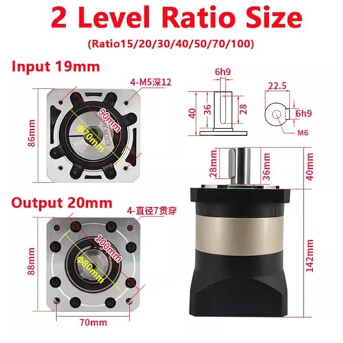 Moteur de boîte vitesses planétaire de haute précision arbre 20mm