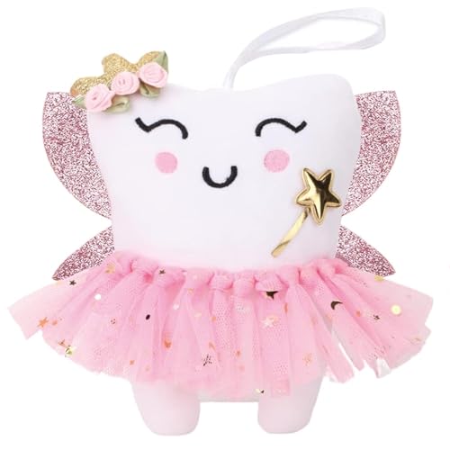 SQIMZAR Tooth Fairy Pillow Tooth Fairy Plush Dolls for Girls with Pocket and Glittering Wings