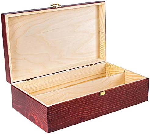 Creative Deco Red Wooden Wine Box Gift Storage | 2 Bottles | 35 x 20 x 10 cm | Wood Holder Lacquer | Perfect Luxury Box for Christmas, Birthday, Wedding, Valentines Day, Anniversary