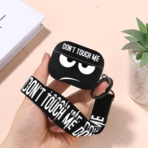 Image of Compatible with Airpods Pro 3 Case(2025),Don't Touch Me for Airpods Pro 3rd Generation Cases Cover with Lanyard Soft Silicone Cute Shockproof Cover for Women Men,Black