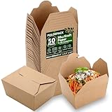 PULOSPACK 50 Pack 30 oz Kraft Brown Paper Take Out Food Boxes – Leak-Proof Grease-Resistant Disposable Lunch Food Containers Foldable Cardboard To Go Boxes for Restaurant, Catering, Picnic, Party