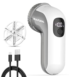 BEAUTURAL Rechargeable Lint Remover, 3-Speed Settings, Digital LED Display