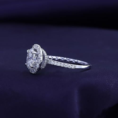 Oval & Round Lab Created Moissanite Diamond Solitaire Halo Engagement Ring In 14K Gold Over Sterling Silver Jewelry For Women (1.90 Carat), Gift For Her4