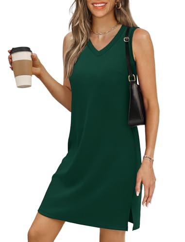 Image of BKRIVE V-Neck Summer Casual Beach Dresses for Women 2026 Vacation Women's Sleeveless Sundress with Split