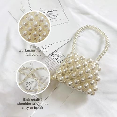 White Beaded Pearl Handbag, Mini Vintage Pearl Coin Purse Small Pearls Bag Handmade Pearls White Handbag Suitable for Lipstick Coins Cash3