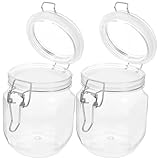 iplusmile Set 2 Barattoli Ermetici per Sciroppo in Plastica Trasparente Coperchio Sigillato Contenitori per Conservare Sciroppo e Marmellate Facilità di Riempimento e Pulizia Adatti per