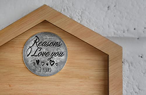 2nd Anniversary 10 Reasons I Love You Frame and Full Colour Love Tokens, brown - Image 4
