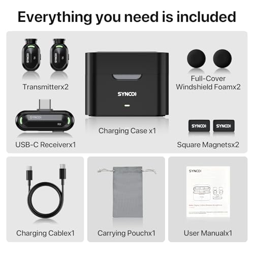 Image of SYNCO AI Mini Wireless Lavalier Microphone for Android USB-C Creators | AI Translation & Instant Summaries, AI Noise Reduction and Mind Maps, Save Time for Vlogs, Interviews, Meetings, Travel