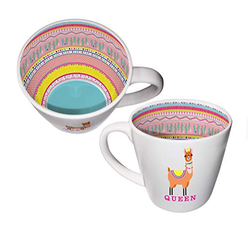 Two Up Two Down Inside Out Mugs - Decorated both on the Inside and Outside (Llama Queen)