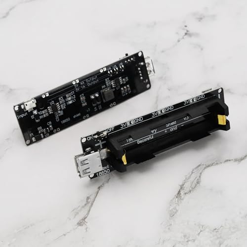 VGOL 2 Satz 18650 Lithium Li-Ionen Akku Erweiterungsschild 5V-3V Micro USB Modul 600mA 3V/1A 5V/3A mit Ladekabel Kompatibel mit Raspberry Pi 3 Kompatibel mit ESP32 ESP8266