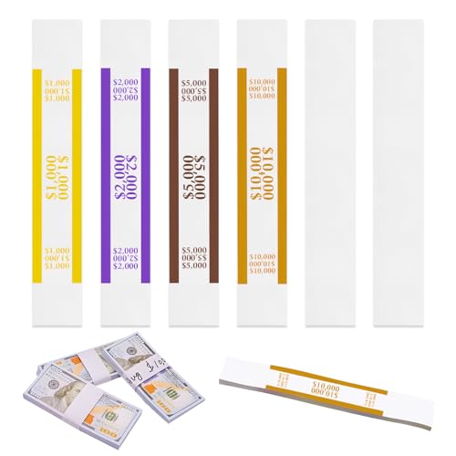 300pcs Currency Straps for Cash Management，4 Colors Self Adhesive Money Wrappers for Bills，Money Band Bill Wrappers for Banks, Businesses, and Home
