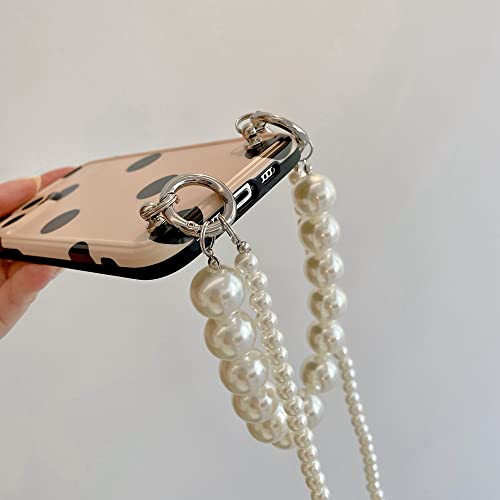 Anti-chute coque iPhone 11 Pro Max cordon perle beige chaîne robuste - 3