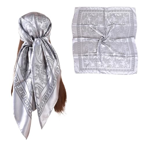 EIysee 35x35 Inch Head Scarf for Women Silk Like Neck Scarf Hair Sleeping Wraps Satin Silk Scarfs for Women (Gray)