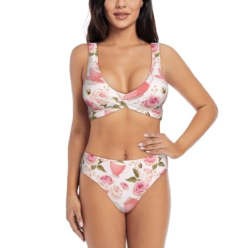 Maillot de bain deux pièces roses pour vos vacances à la piscine